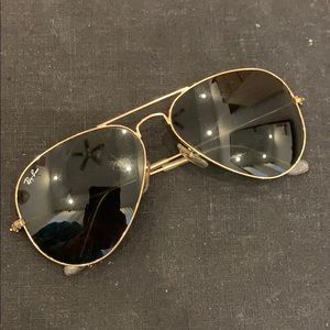 Rayban black and gold aviators
